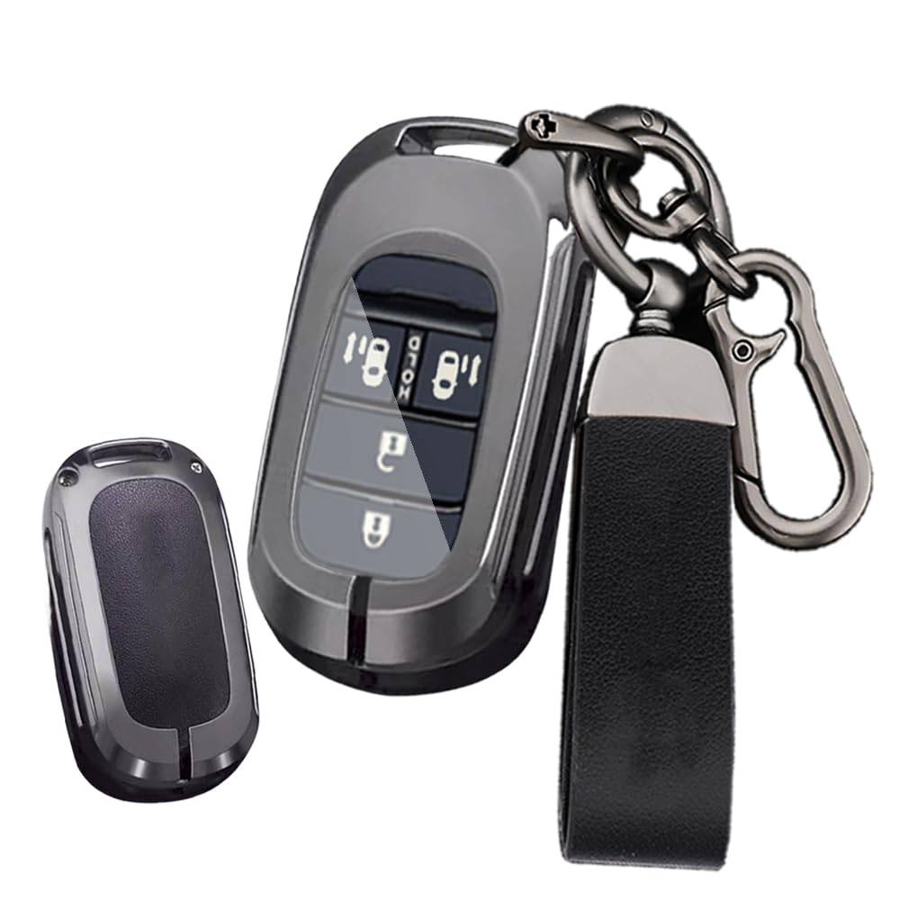 ontto Чехол для смарт-ключа Honda, Чехол для ключа, Держатель для ключа, Алюминиевый сплав + Кожа, Для