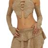 31521SY Womens Sexy Cut Out One Shoulder Top Slim Mini Skirt Set Streetwear