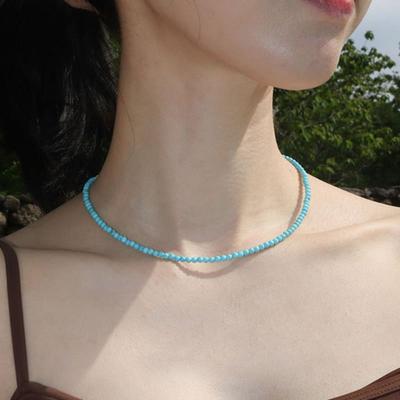 Modernlike Silver 925 Blue Turquoise Necklace