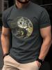 Men's Summer Casual Loose-Fit Sports T-Shirt with Yin-Yang Tree Print Round-Neck Short-Sleeve Top Minimalist Men's Commuter Wear
