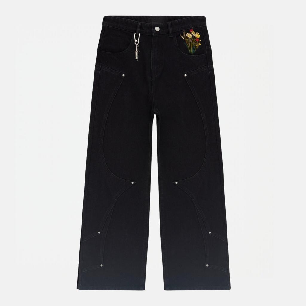 Jeans larghi Hip Hop Cavaliere Caduto Y2k Vintage Streetwear Harajuku Tasca Pantaloni Cargo Dritti Pantaloni di Jeans Unisex Uomo Donna