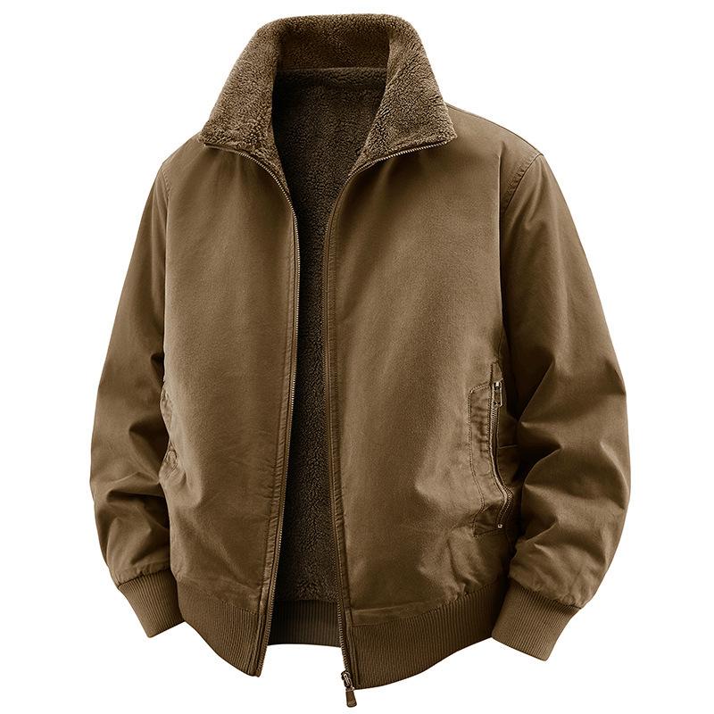 Herren Winter Lammwolle Doppelseitig Freizeit Revers Arbeitskleidung Jacke 7956