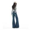 Autumn and winter new retro low-rise micro-flared jeans straight-leg loose pants women