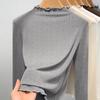 Women's Slim Fit Black Modal Long-Sleeve Mid-Neck Top for Autumn/Winter