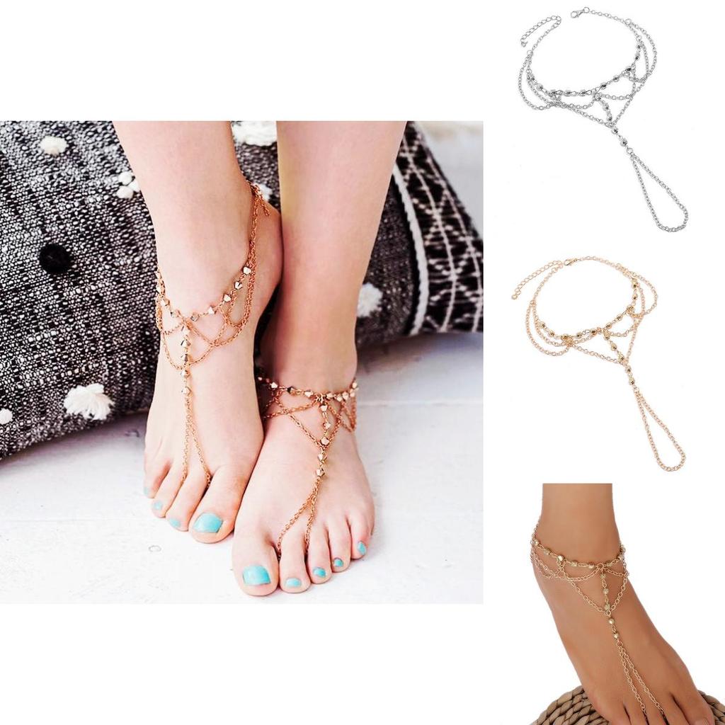 Stylish Womens Foot Chain With Geometric Design And Tassels For Summer Vacation Accessory