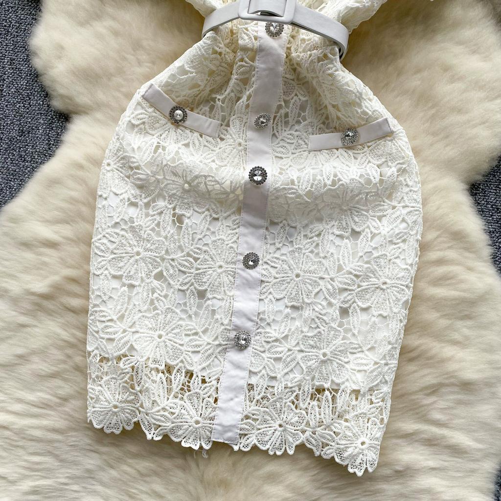 Sommer Frauen Elegante Spitze Häkeln Stickerei Blume Schlank Bodycon Mini Kurze Büro Arbeit Party Kleider