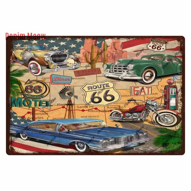 Vintage Metal Sign Plate, Garage Wall Decor, Man Cave, Gas Station Printing, Home Decor, Bar, Pub, Club, Retro, Route 66, WY1