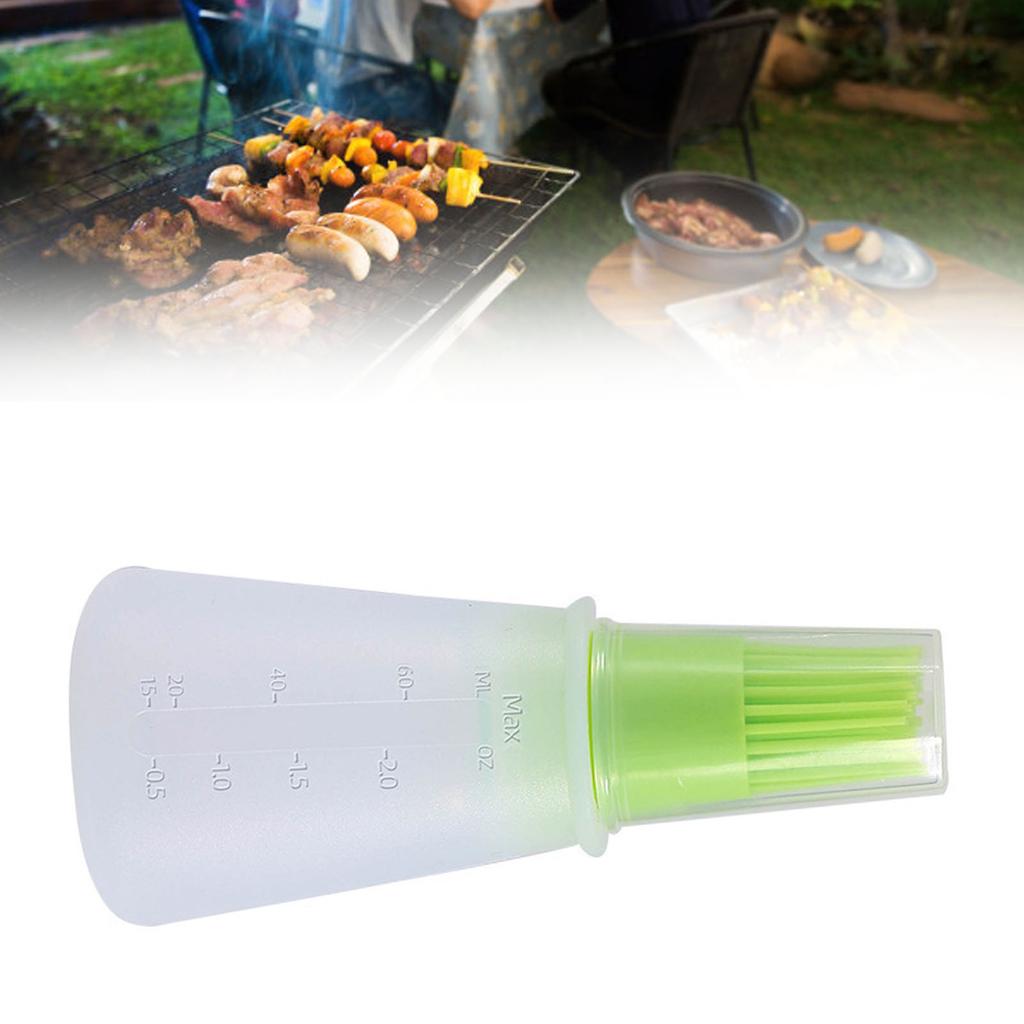 Silicone Oil Bottle Brush Outdoor BBQ Seasoning Brush with Scale Barbecue Oil Brush Kitchen Gadgets