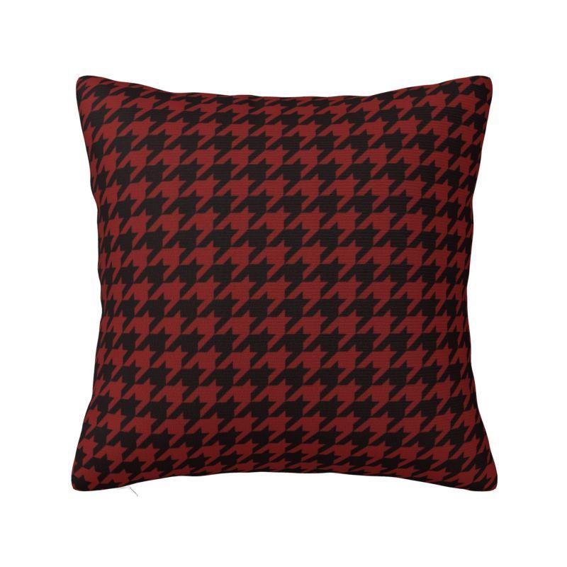 Nordic Fall Vibrant Houndstooth Pattern Cushion Cover Velvet Elegant Dogstooth Style Throw Pillow Case Decoration