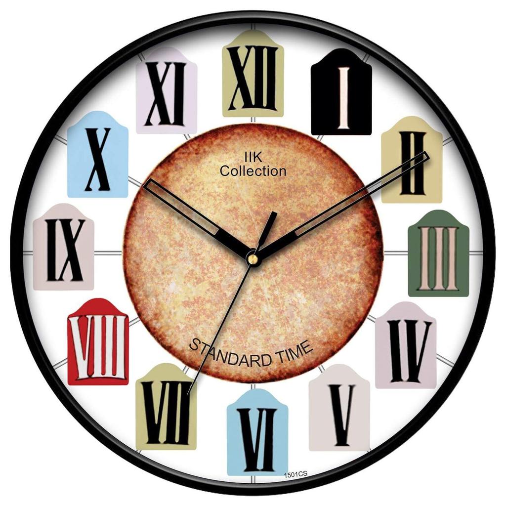 12-inch Plastic Designer Analogue Sweep Silent Quartz Movement Round Wall Clock for Home, Wall Clock for Living Room, Bedroom, (30 cm x 30 cm x 6 cm)