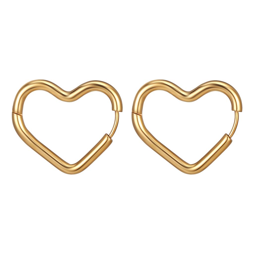 Heart Stainless Steel Ear Buckles Trendy Simple Titanium Steel Earrings Unisex Earrings