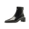 H376-1 autumn and winter new niche black short boots small square head high heel thin women's shoes short tube rear zipper fashion boots