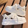 Women Summer Breathable Mesh Hollow Out Thick Sole Casual Platform White Sneakers