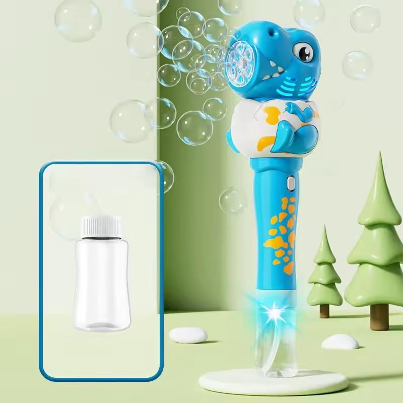 Cute Dinosaur Bubble Gun Electric Bubble Machine with Light Handheld Bubble Blowing Toy Automatic Soap Blower Summer Outdoor Toy