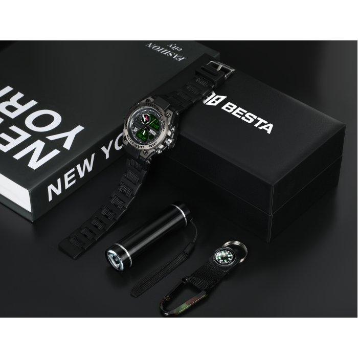 Men's Waterproof Tactical Watch Besta Box Tattoo ZSU Light Gift Set, with Compass