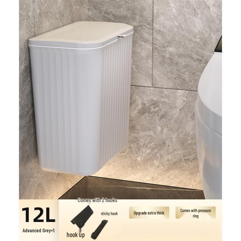 Wandmontierter Badezimmer- & Küchenmülleimer mit Deckel - Große Größe, Keine Installation erforderlich, Doppelte Verwendung für Toilette & Küche.