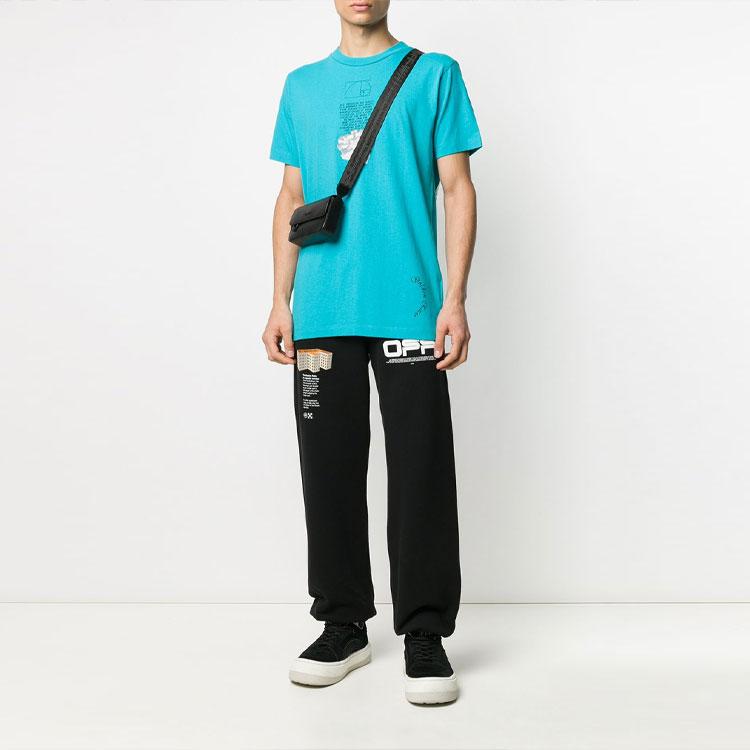 Off-White Dripping Arrow Letter Print Short Sleeve T-Shirt Men Tops Blue OMAA027R201850053901