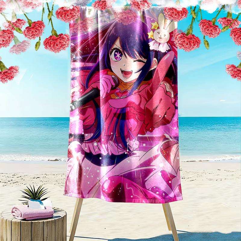 Ai Hoshino 2D Flat Print Beach Towel, Large Soft Quick Dry Towel for Beach Camping Swimming.NSTJ0928363