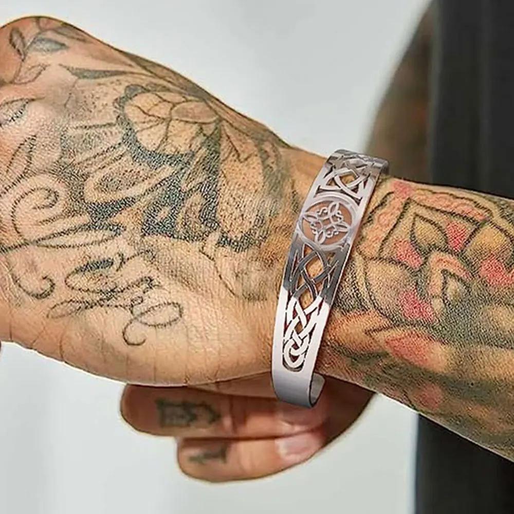 Amuletos de Bruxaria Pulseiras de Nó de Bruxa Pulseira Aberta com Nó Celta Vintage para Mulheres Joias Wicca Presente