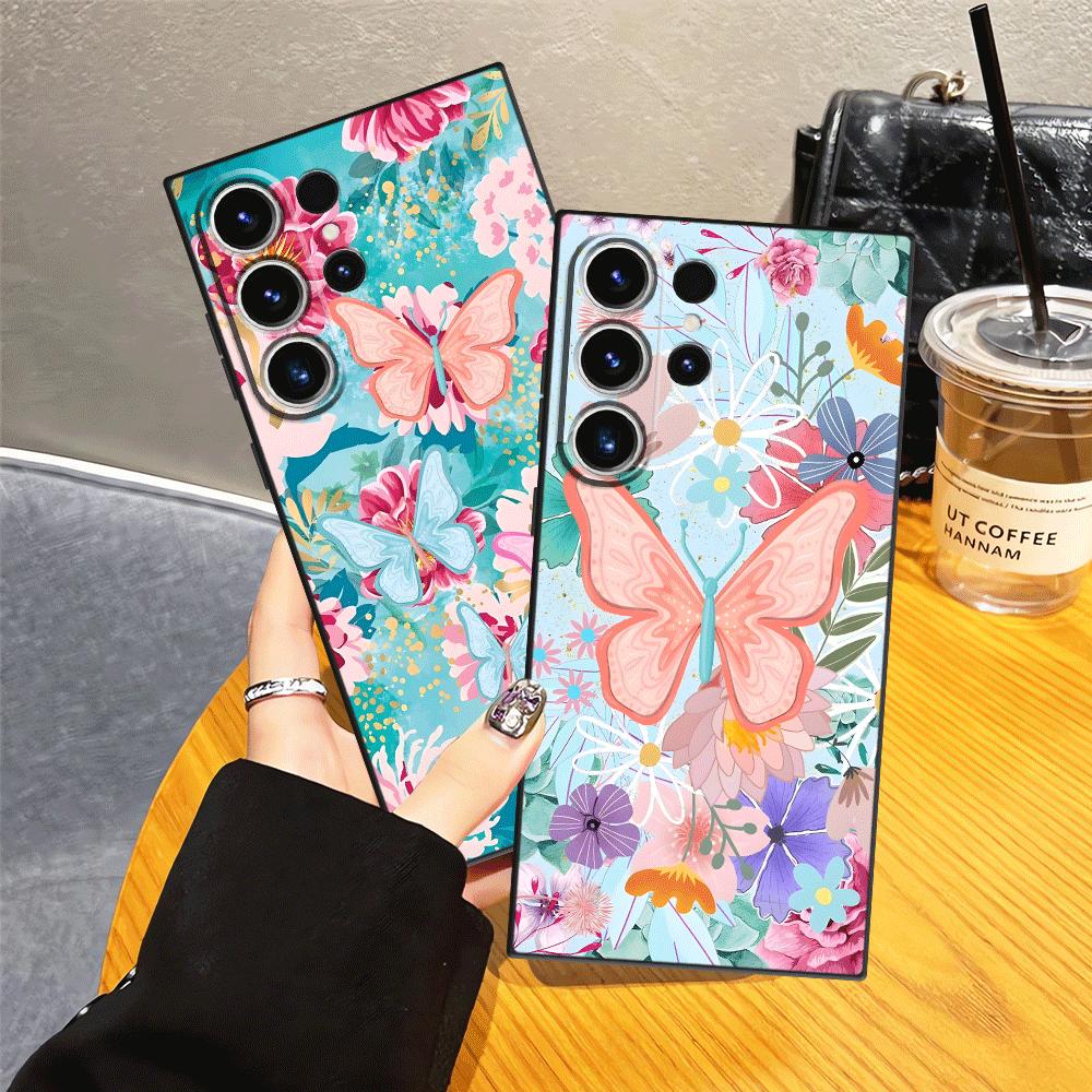 Cartoon Butterfly Flower Funda Phone Cover Case for Samsung Galaxy S26 Ultra S25 Plus S24 S20 Ultra S23 Note 20 8 9 10 S10 S9