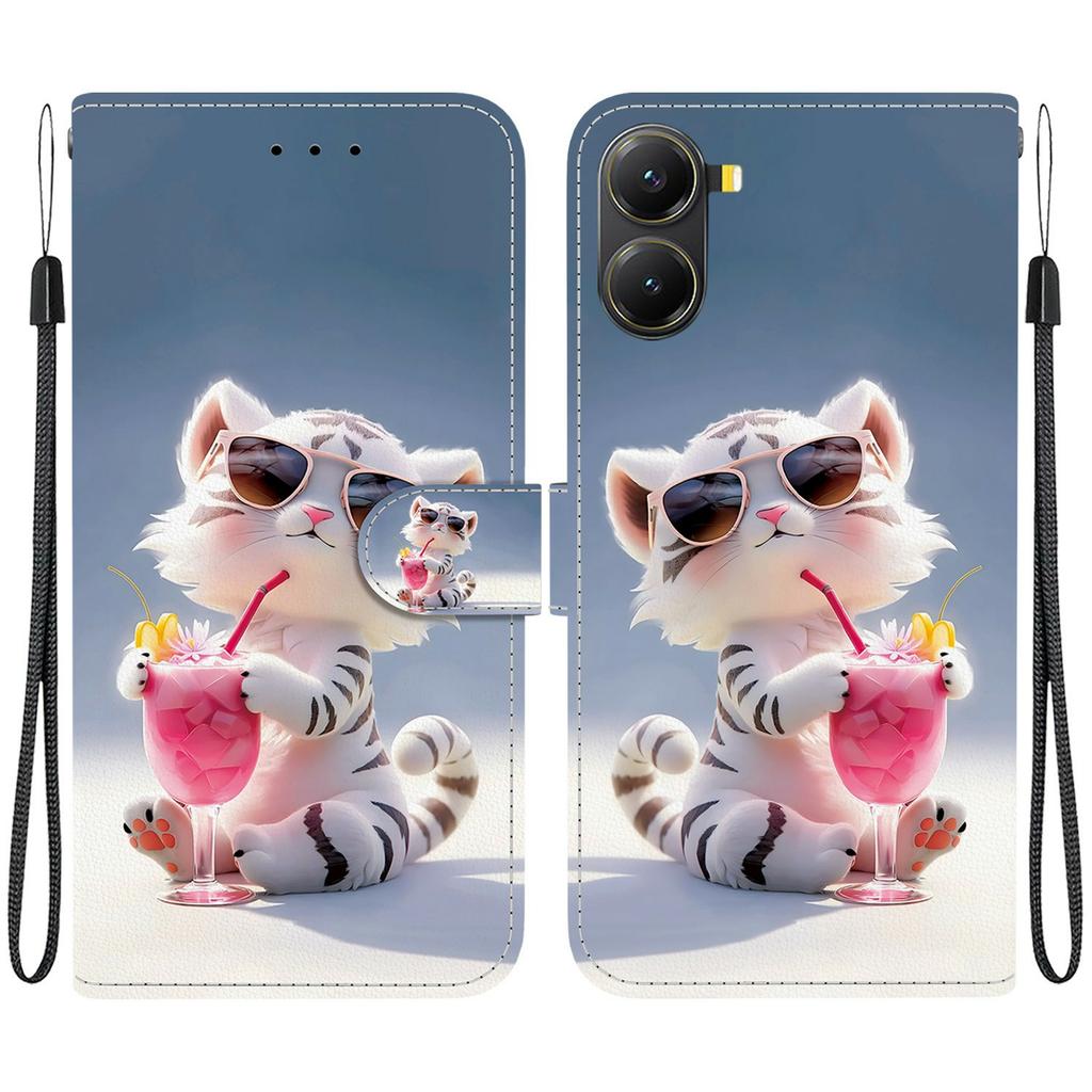 For Xiaomi Poco X7 Pro 5G/Redmi Turbo 4 5G Case Pattern Printing Leather Wallet Phone Cover with Lanyard