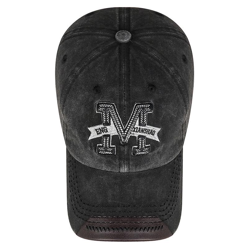 Zhen Yueqi Washed Big M Embroidery Baseball Cap