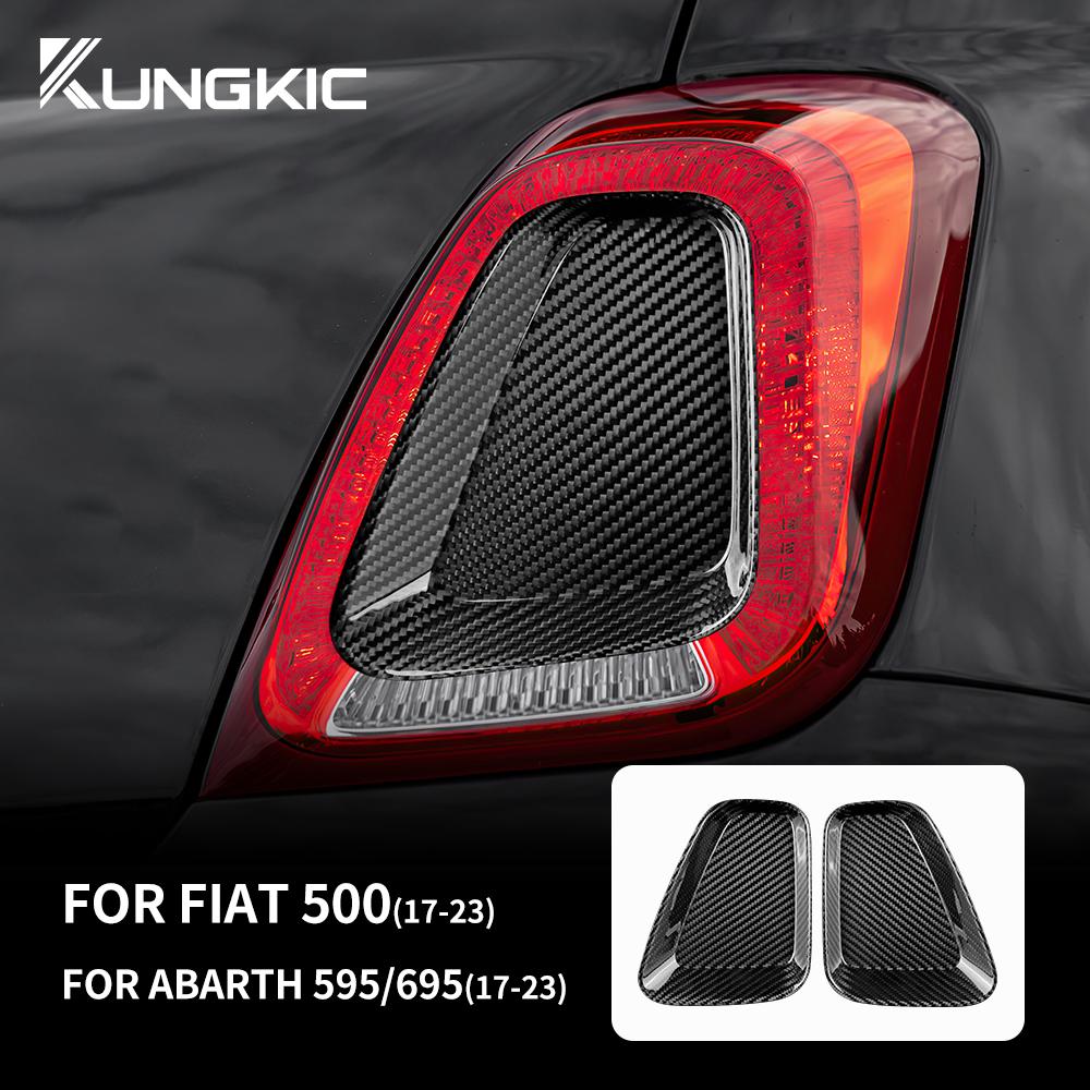 Carbon Fiber Tail Light Cover Sticker for Fiat 500 Abarth 595 695 2017-2023