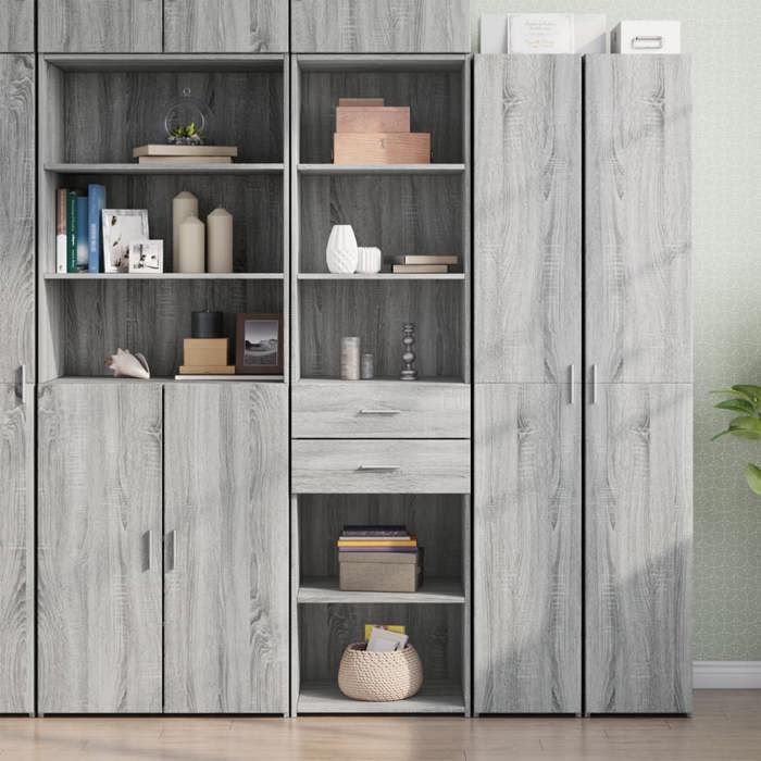VidaXL Highboard Sonoma Grey 50x42.5x185 Cm Engineered Wood, Sideboard, Cupboard, Side Cabinet, Cabinet, 3281460