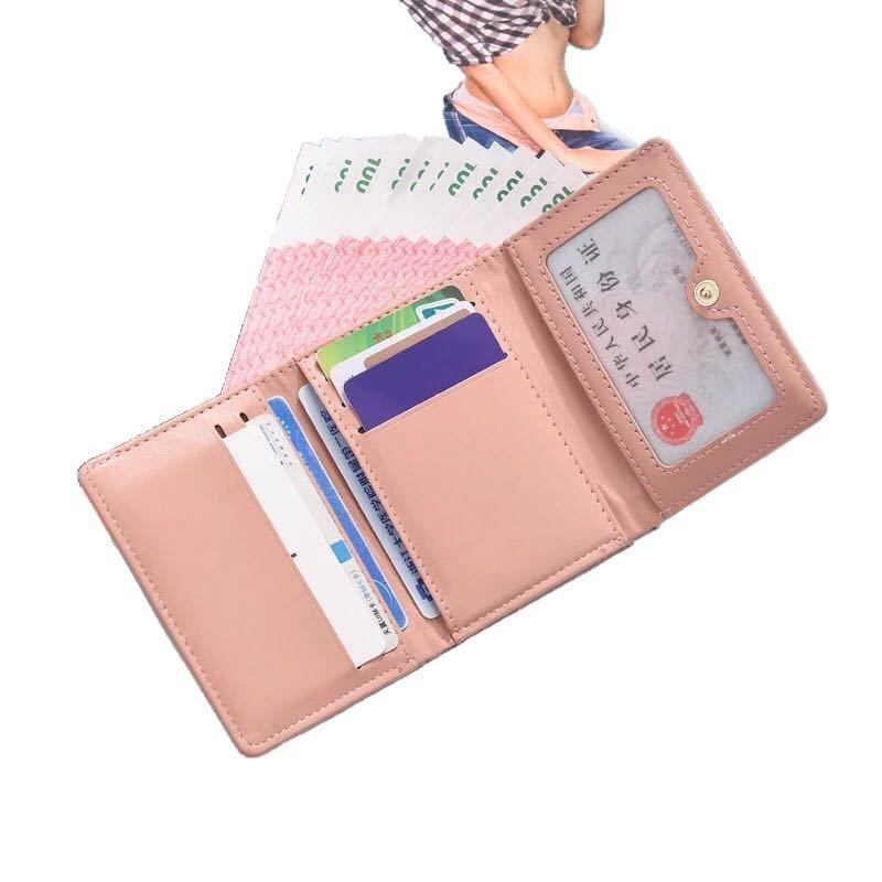 Women's Korean Style Mini Folding Wallet - Cute, Compact, Multi-Card Holder for Students