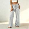 Women High Waist Loose Fit Trousers Drawstring Wide Leg Pants Elastic Waistband Casual Office Style Lightweight Fabric