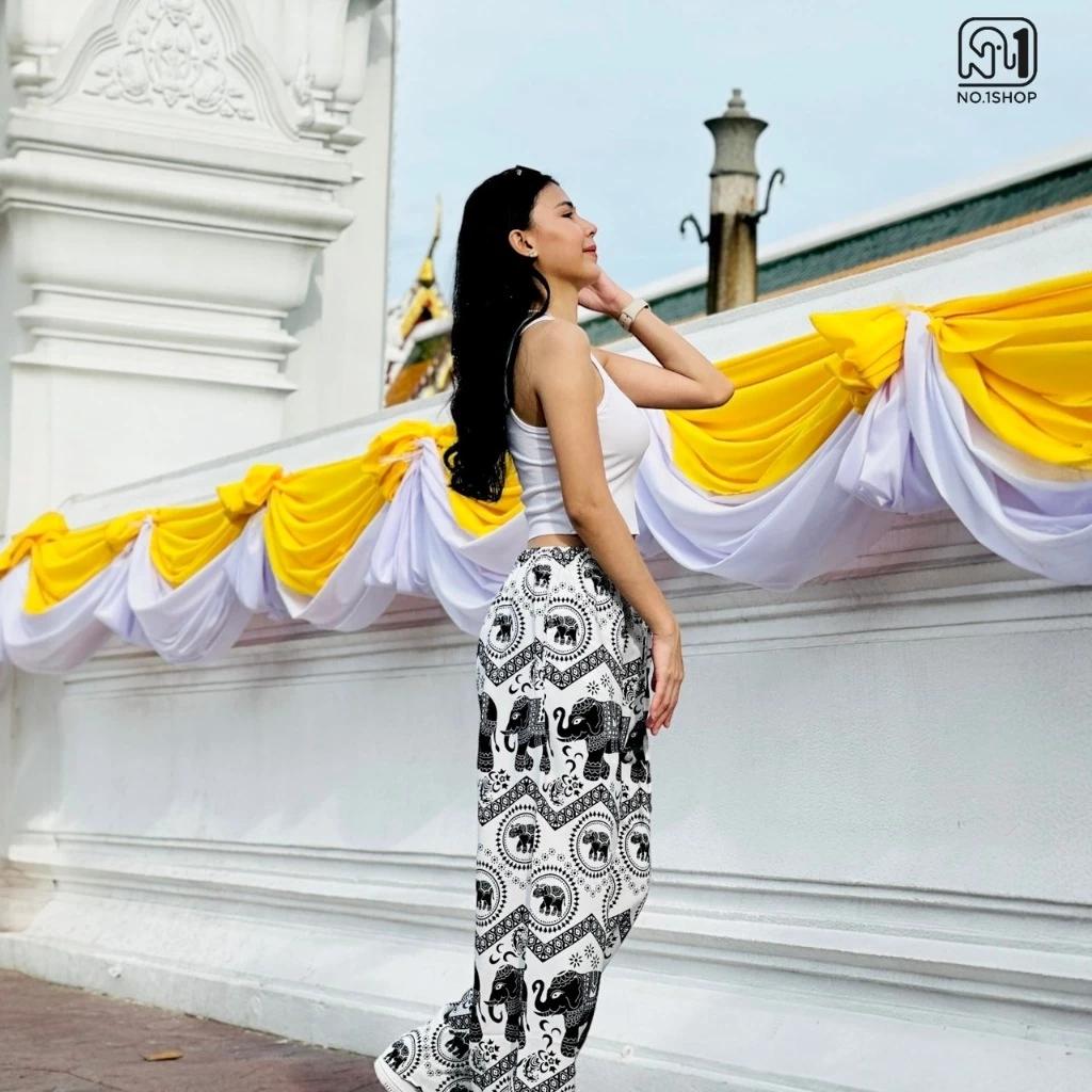 Pantaloni Elefant Lungi Talie Elastică Ajustabilă Șnur Picioare Largi Femei Bărbați Unisex Imprimeu Thailanda Casual Streetwear Plajă Boem Retro Vintage