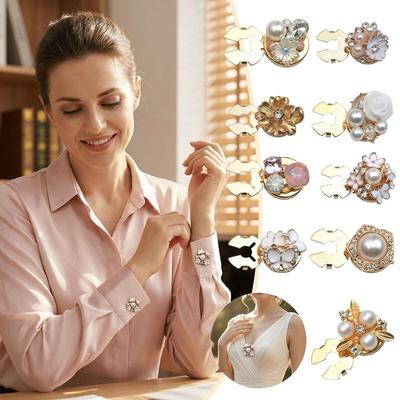 1PC DIY Accessories Pearl Flower Button Covers Cufflinks Button Cover  for Women Accessories