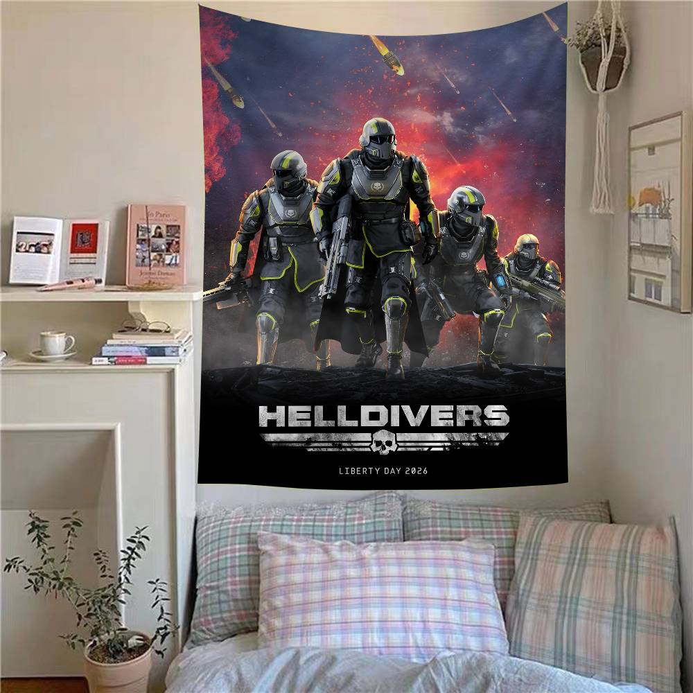 Hra Helldiver 2 Závěsná bohémská tapisérie Bohémské nástěnné tapisérie Mandala Kawaii Dekorace pokoje