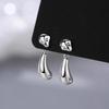 Real 925 Silver Irregular Beans Water Droplet Stud Earrings For Women Classic Fine Jewelry Exquisite Accessories