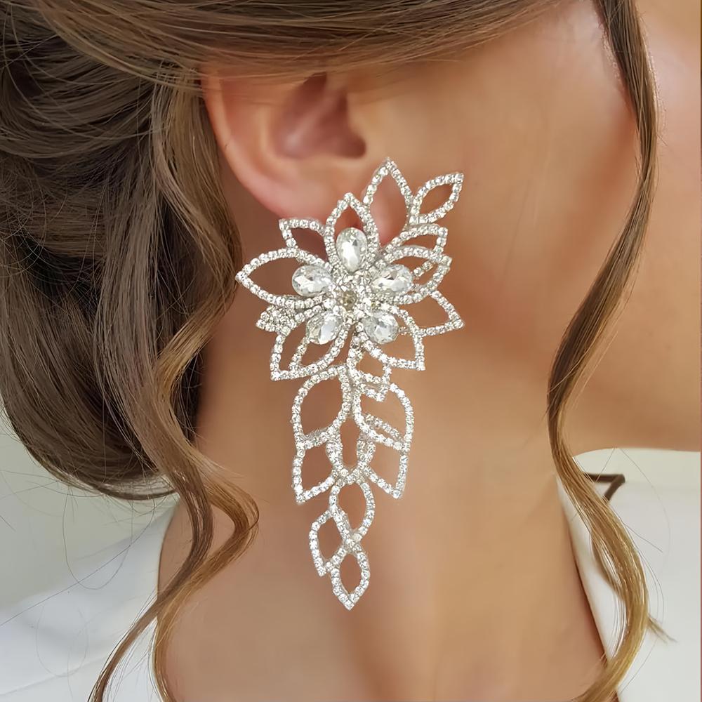 Stonefans Романтичные Серьги-подвески с цветами для невесты Бохо Украшения Подарок Элегантные Полые Хрустальные Свадебные Серьги Аксессуары Ручная работа Gold