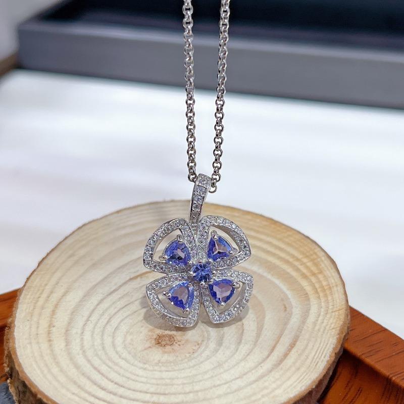 Sace Gems Collar con colgante de tanzanita natural de 4 mm en plata de ley 925 para mujer. Dos maneras de lucirlo. Joyería fina para cumpleaños.