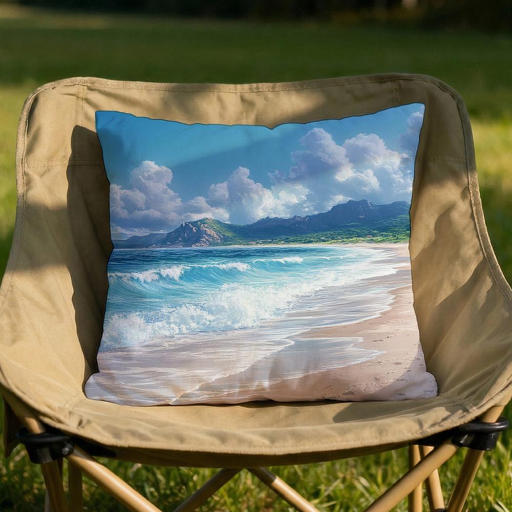 Beach Landscape Print Cushion Cover Soft Reversible  Durable Pillow Cover  MultiScene Use for Home  Car Daily Comfort