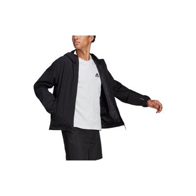 Solid Color Logo Sports Casual Hooded Jacket Men Outerwear Black H50971