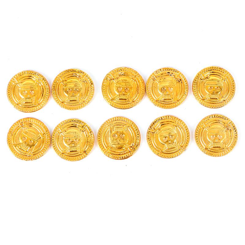 10Pcs Plastic Pirate Gold Play Coins Birthday Party Favors Treasure Coin