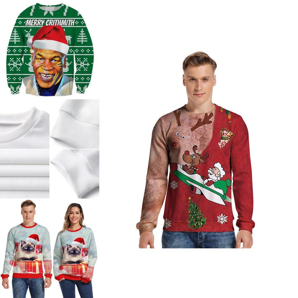 Unisex Mens Womens Ugly Christmas Sweater Santa Claus Warm And Soft Pullover