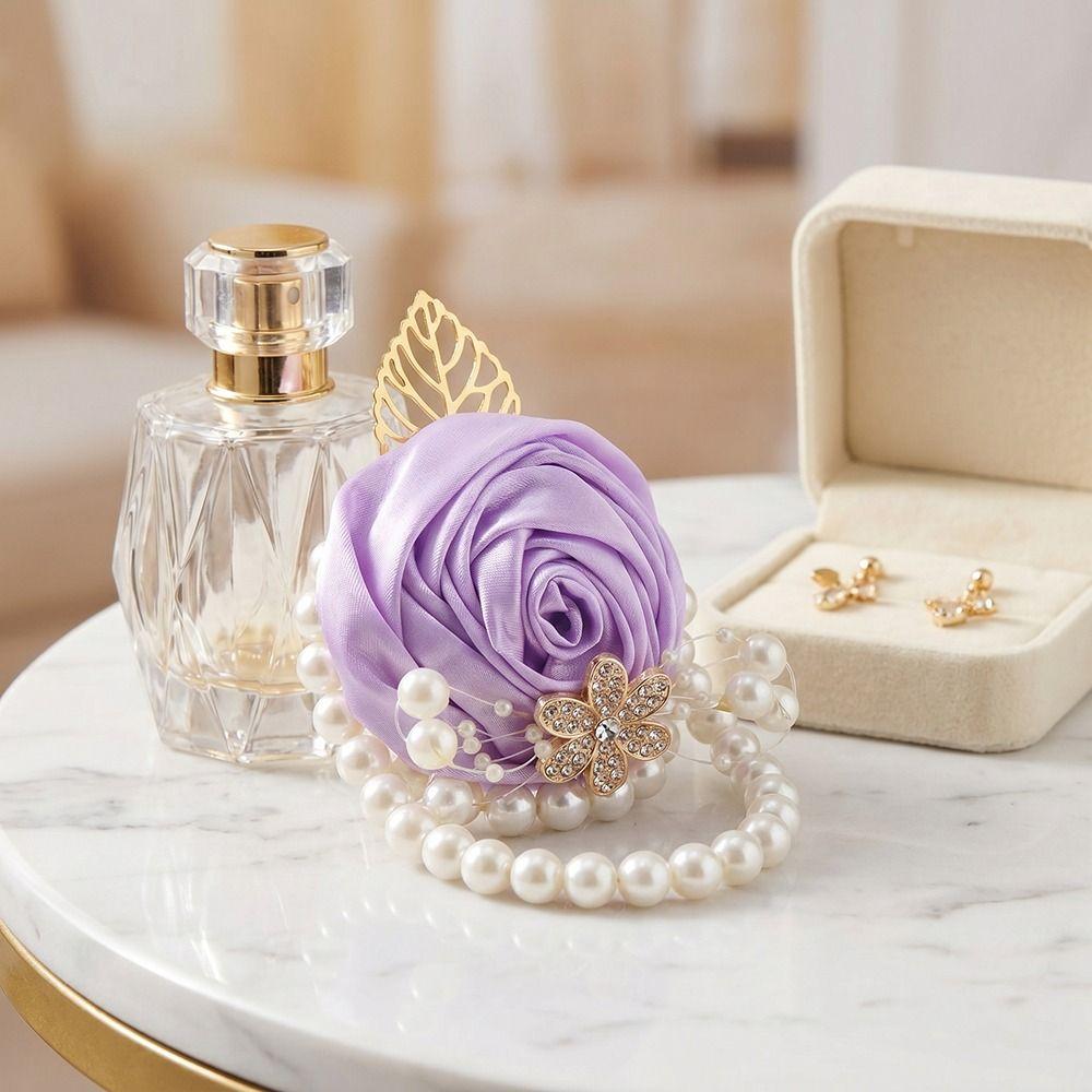 Artificial Rose Wrist Corsage Ribbon Wedding Flower Bracelet Bridesmaid Wrist Flowers Girls