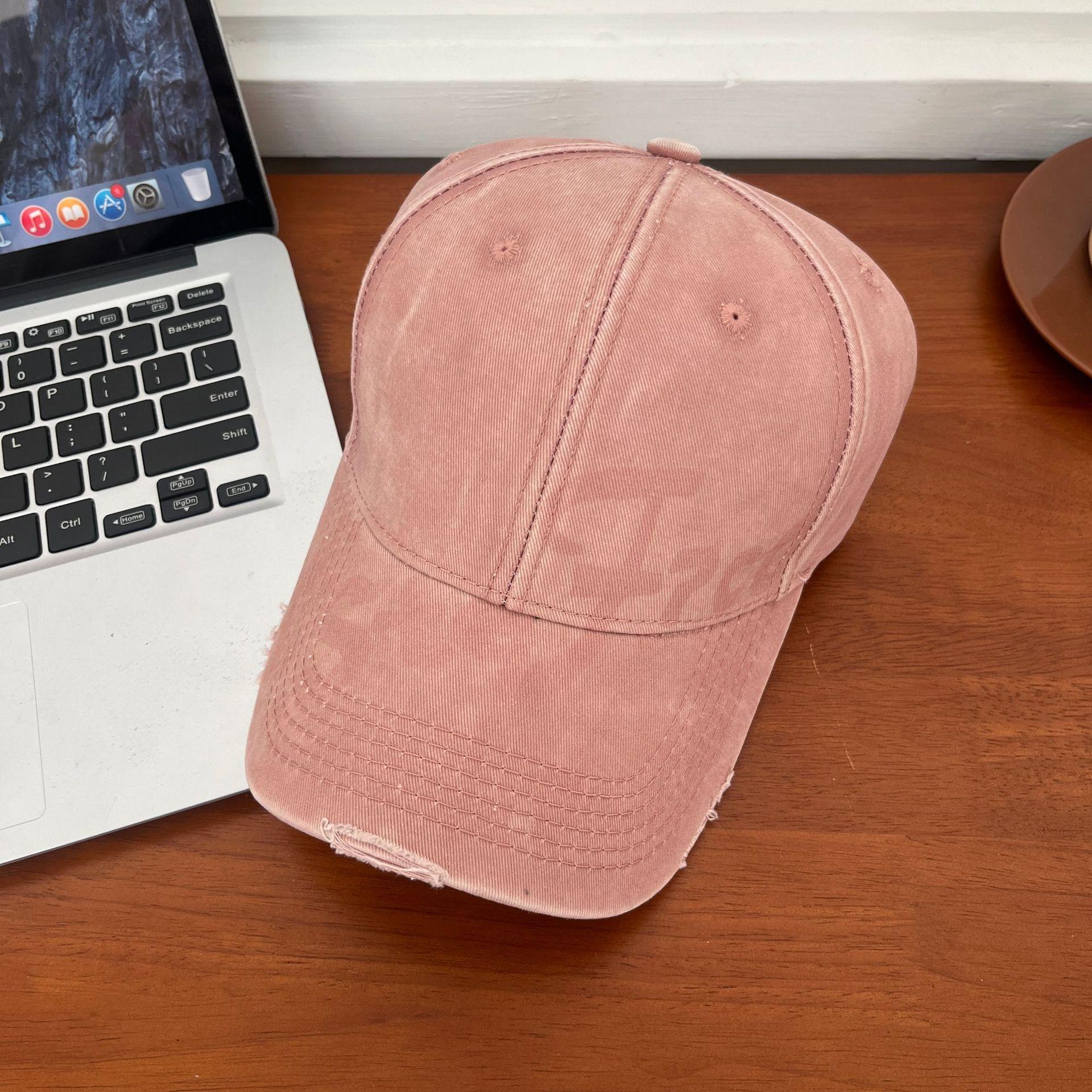 

Нова бейсболка з жорстким верхом, ретро-літерами, широкими полями та великим обхватом голови для чоловіків і жінок, що підкреслює обличчя, маленька повсякденна модна кепка M（56-58cm） рожевий