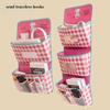 Nordic Lattice Multifunctional Bedroom Wall Storage Hanging Bag Organizer Bedside Door Multi-layer Hanging Storage Basket Fabric