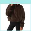 Winter Womens Fleece Pullover Hoodie With Stand Collar And Pockets For Casual Wear