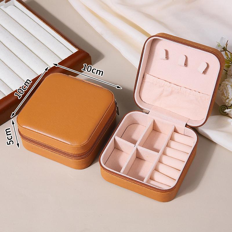 Portable Travel Jewelry Box - Mini Pu Leather Case With Soft Velvet Interior Compact Organizer For Rings Earrings Necklaces