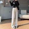 Women's High Waist Corduroy Knit Pants - Autumn/Winter 2024 Velvet Lined