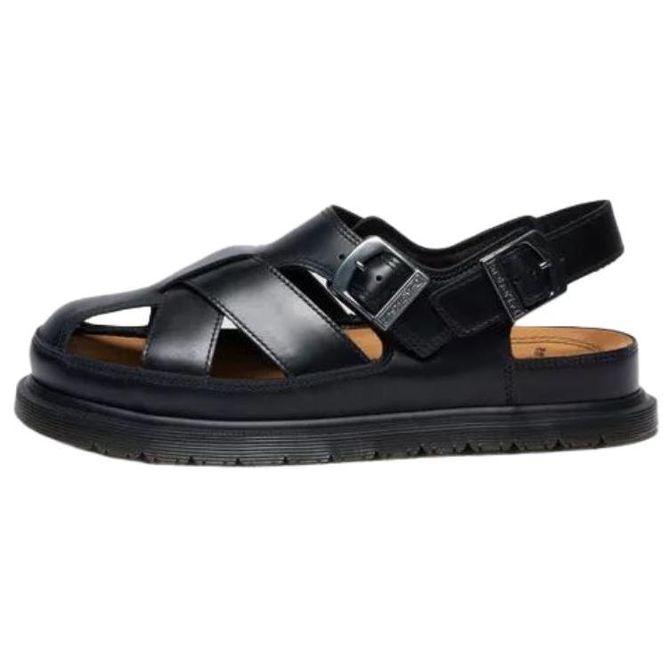 Dr. Martens San Archive Fisherman Leather Fashion Comfortable Minimalist Commuting Outdoor Casual Roman Sandals Unisex Sandals Black 41618001 36