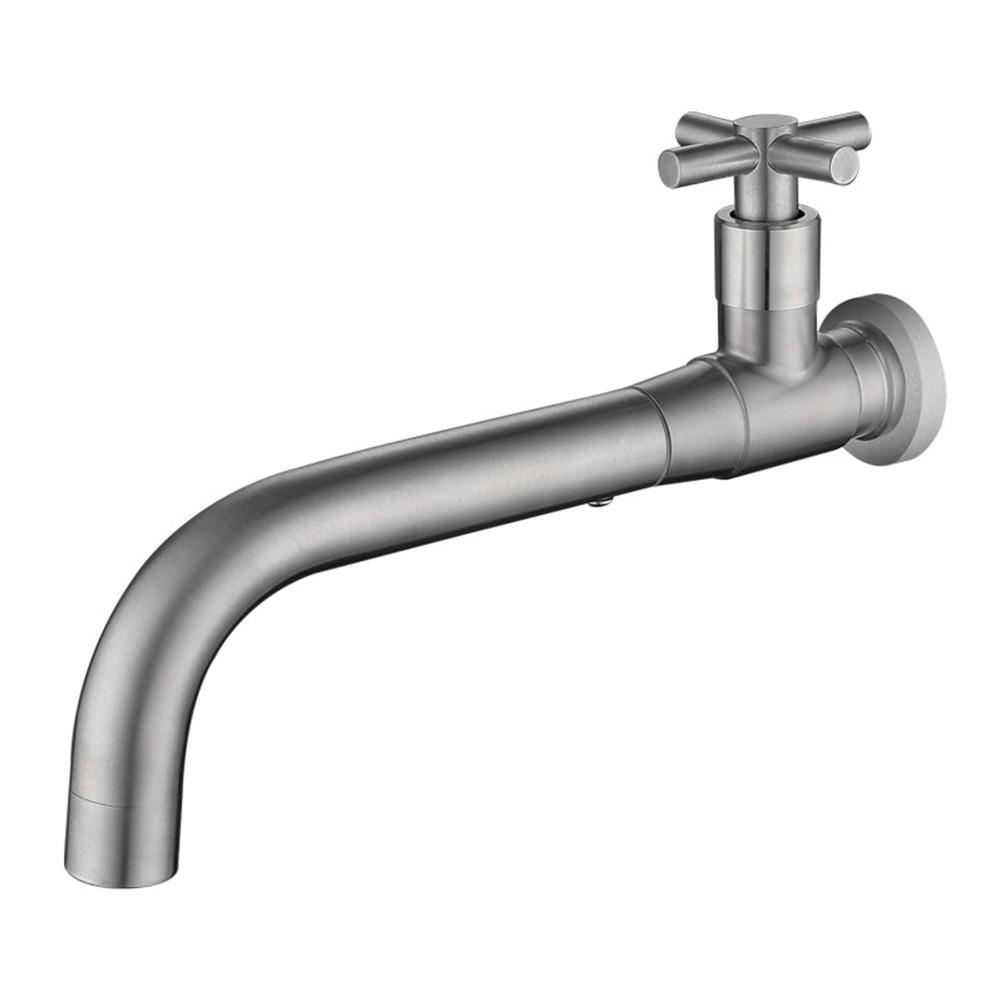 

304 Stainless Steel Wall Mount Faucet with Round Spout for Outdoor Tap серый