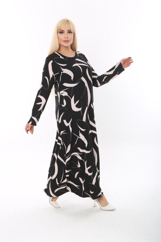 Damen Große Größen Kleid Plus Size Langarm (Geeignet für Hijab) Langes Kleid aus gekämmter Viskose