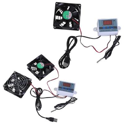 2.5W Quiet USB Cabinets Fan with Adjustable Thermostat Metal Grille Cooling Fan for Home Theater and Pet Kennels